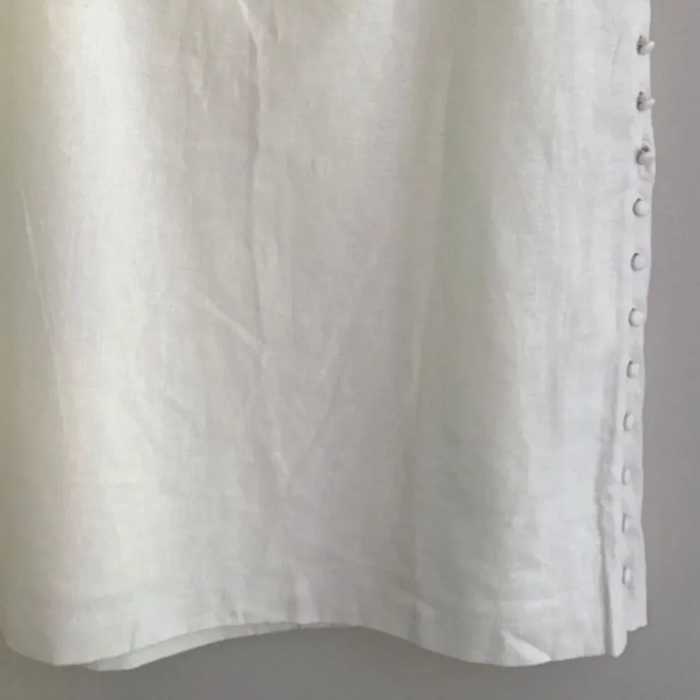 Madewell Linen Blend Side Button Midi Skirt Womens Sz 6 Cream Faux Wrap NEW